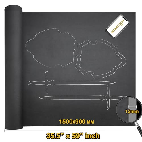 Image of MEARCOOH EVA Foam Cosplay Black 12mm Thick (1mm to 20mm) Large 35.5 inch x 59 inch Sheet Premium High Density 86 kg /m3 for Cosplay, Crafts Projects