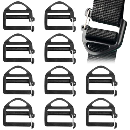 CULEO 10 Pezzi Fibbia Regolabile in Fettuccia - Strumenti di Riparazione per Zaini, Borse, Bagagli - Morsetto in Plastica per Custodia (Nero)