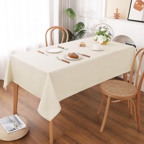 AooHome テーブルクロス 長方形 撥水 大判 方形 大きめ 無地 汚れ防止 おしゃれ シンプル テーブルカバー リネン類 耐熱 速乾 丸洗い お手入れ簡単 業務用・家庭用 ベージュ 140x320cm