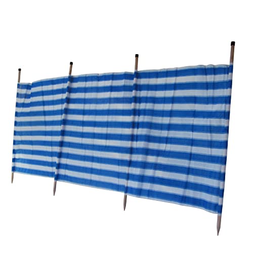 Secure Fix Direct Camping Beach Windbreak Wooden Poles 2.3M Long - Blue and White