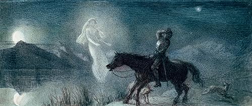 Tableau sur Toile Le Chevalier et le Spectre de Richard Doyle Art Nordique 60x90cm