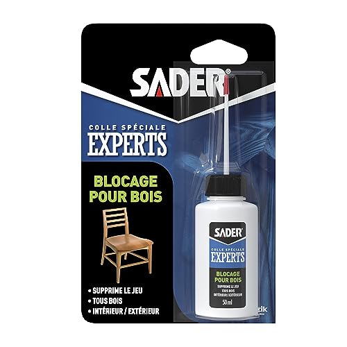 Sader Colle Bois Bloquage Flacon 50ml Blister, Blanc