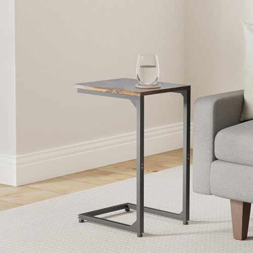 Cshapedendtablesidetablescouchtvtraytablesmallsnacktablesofatablewithmetalframeforlivingroombedroombedsideforsmallspacesrusticbrownblack Urban Country Home Decor C shaped end table side tables couch tv tray table small snack table sofa table with metal frame for living room bedroom bedside for small spaces rustic brown black urban country home decor