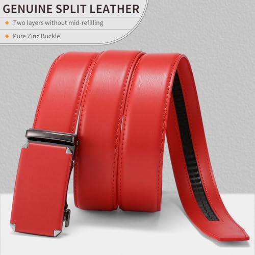 GAEKEAO Ratchet Belts for Men Dress Casual 1 3/12" Adjustable Genuine Leather Slide Buckle Designer Belt with Box Trim to Fit2