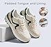 LUCKY STEP Women's Retro Fashion Casual Sneakers Platform Classic Trendy Trainning Anti-Slip Tennis Travel Walking Shoes(Beige/Green,7)