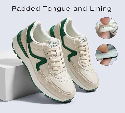 Image of LUCKY STEP Women's Retro Fashion Casual Sneakers | Platform Classic Trendy Trainning Anti-Slip Tennis Travel Walking Shoes