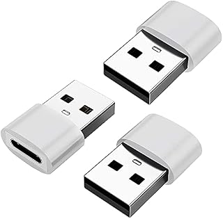 USB to USB C Adapter,Type C Female to USB Male(3 Pack) Support Data Synchronization& Adapter for,iPad, Samsung Galaxy,iPhone 11 12 Pro,Laptop, PC, Power Bank and More Type C Devices (Silvery White)