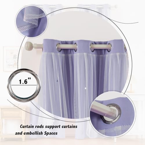 Image of Anytime Double Layer Blackout Curtains 2 Panels,35Wx84L,Lavender | Sheer And Fabric Window Drapes Grommet Top Solid Color Bedroom Living Room Home Decor