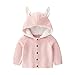 Toddler Girls Boys Fleece Jacket Warm Cotton Baby Winter Coats Ears Hoody Coat Outwear Overcoat 0-3 (Pink, 6-12 Months)