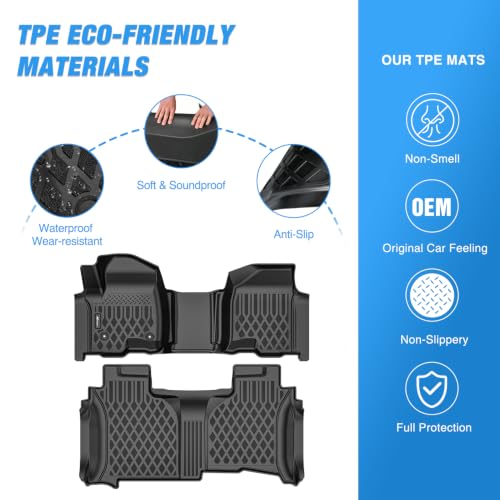 Image of Nilight Floor Mats for Chevy Silverado GMC Sierra 1500 2500 3500 2019-2026 | (Only for Double Cab Bench Seat W /O Rear Underseat Storage Box)