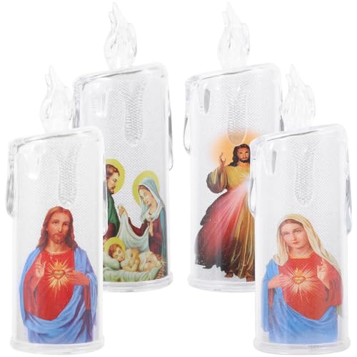 Bougies religieuses LED sans flamme Uonlytech pour prière et décoration (Lot de 4)