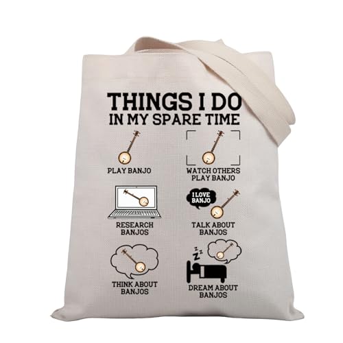 PLITI Banjo Lover Tote Bag Things I Do in My Spare Time Banjo Player Gift Musician Lover Travel Pouch Bluegrass Music Gift (Banjo time TGU)