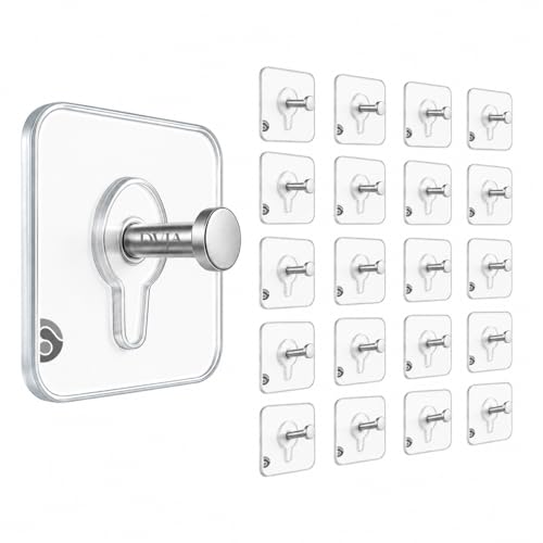 Image of (20 Pack Photo Frame Hooks for Wall Without Drilling,Self Adhesive Hooks for Wall Heavy Duty Strong Nail Free for Hanging Photo Frame (Photo Frame Hook, 20)
