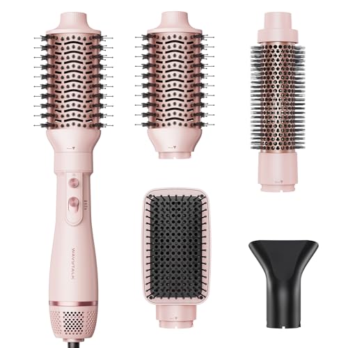 Image of Wavytalk Hair Dryer Brush Set, Air Sculpt 4-in-1 Hot Air Brush Set, Multi Hair Styler for Salon Blowouts, Smooth Curls, Volumizing and Straightening, Sleek and Less Frizz, Pink