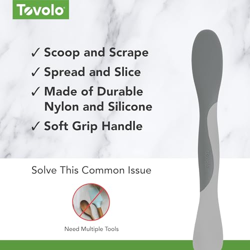 Image of Tovolo Mini Scoop and Spread Tool for Kitchen Meal Prep Small Sandwich Spreader Spatula for Peanut Butter Jelly, Silicone BPA Free Dishwasher Safe Scooper Spreader, Oyster Gray and Cool Gray