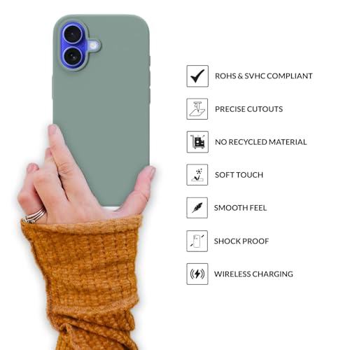 Image of SPRIG Compatible with iPhone 16 Premium SilkTone (Liquid Silicone) Back Cover Drop Tested Shock Proof Mobile Case for Men, Women, Boys and Girls with Camera Protection (Light Green)