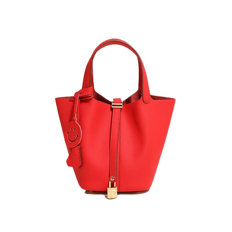 Bucket bags for women -uxury tote handbag - bucket bag - orange leather bag