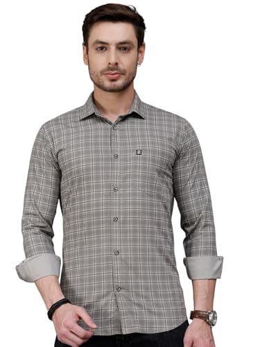 Image of Majestic Man Men Comfort Slim Fit Opaque Checked Cotton Casual Shirt