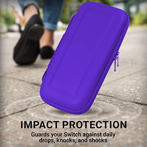 Image of Orzly Carrying case for Nintendo Switch OLED and Switch Console - Purple Protective Hard Portable Travel case Shell Pouch for Nintendo Switch Console & Accessories