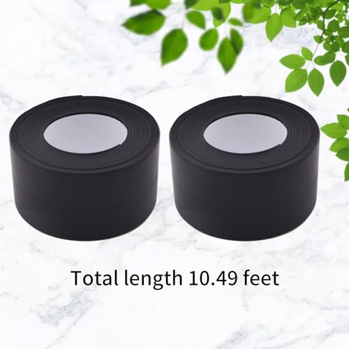 Image of 2Pcs Waterproof Caulk Tape Sealant Strip, 1.5 inch W x 10.5'L PVC Sealing Tapes for Kitchen Bathroom Bathtub Countertop Toilet Sink (Black)