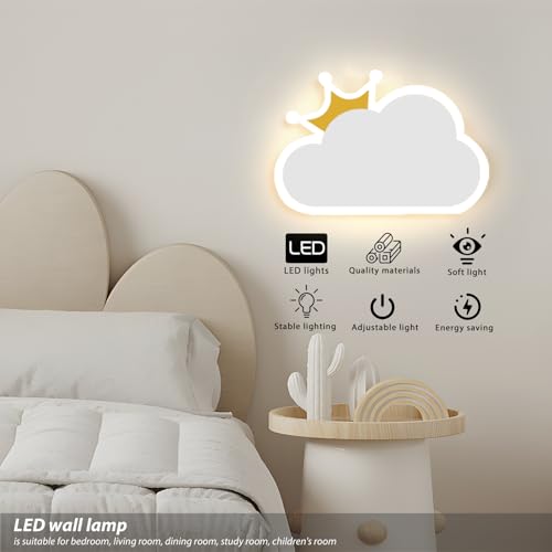 Aplique pared con forma de nube para iluminar el dormitorio infantil 4
