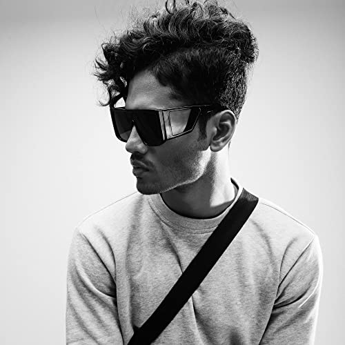 FEISEDY Rectangle Oversized Shield Sunglasses for Women Men Futuristic Rectangula Flat Top One Piece Shades B90373