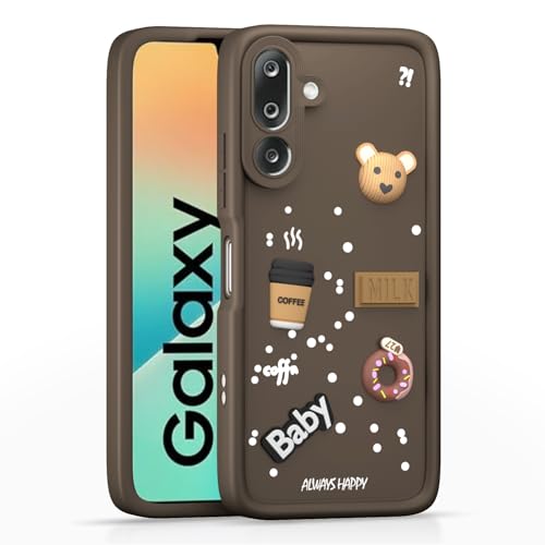 Image of Pikkme Back Cover for Samsung Galaxy M36 5G | 3D Bear Silicone Cute & Fun Coffee Cartoon | Full Body Protection Bumper Case (Brown)