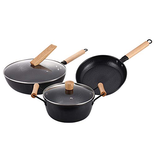 SBCGFY Juego de ollas y sartenes antiadherentes con Tapas de Vidrio, aptas para Cocina de Gas y de inducción.
