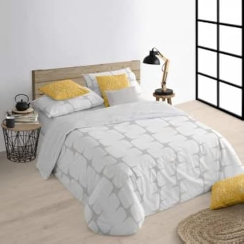 BELUM | Funda nórdica para Cama de 135/140 (220x220 cm) | Tejido: 100% algodón orgánico. 175 Hilos. Certificado Oeko-Tex | Modelo: Lahan Grey