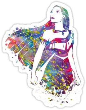 Princess Pocahontas Watercolor (Size W11 x H4.2 Centimeter) Car Motorcycle Bicycle Skateboard Laptop Luggage Vinyl Sticker Graffiti Decal Bumper Sticker By August999