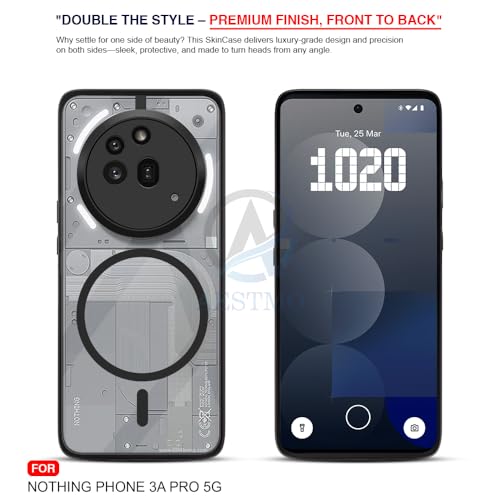 Image of AESTMO Nothing Phone 3A Pro 5G Back Cover | 360 Protection | Crystal Clear Hard Back Transparent | Compatible with MagSafe Accessories for Nothing Phone 3A Pro 5G (PC+TPU, Black Bumper)