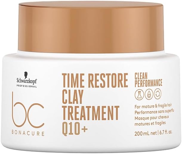 Schwarzkopf Professional Bonacure Time Restore Clay Treatment Mask with Q10+ | For Mature Hair 200ml