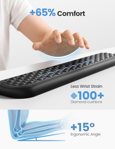 Image of Vaydeer Keyboard Wrist Rest, Large Wrist Support Pad, Memory Foam Hand Rest for Desk, Ergonomic Computer Cushion Soft Laptop Typing, Office Gaming Palm Arm Carpal Tunnel Pain Relief(17.32inch, Black)
