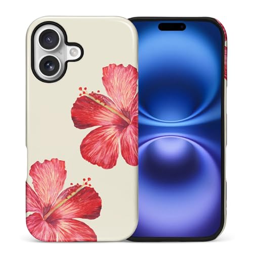 ilikediy for iPhone 17 Case, Tropical Hibiscus Flower Hybrid 2 Layer Hard Shell Silicone Protective Pattern Design Case