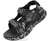 ONCAI Men's Hiking Sandals，Arch Support Orthopedic Recovery Walking Sandal for Men 2025 with Camouflage Breathable Mesh Upper Adjustable Strap Summer Water Athletic Shoes Camo Black Size 9
