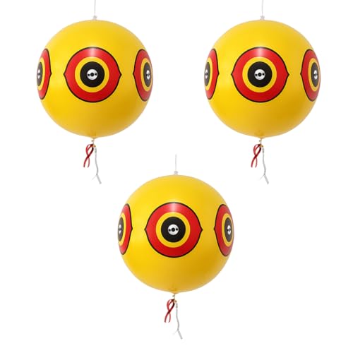 YYHCC 3 Stück,Vogelschreck,Vogelabwehr Ballon,Taubenabwehr Balkon,Schwalbenabwehr Ballon,Vogelschutz mit reflektierenden Augen und Knisterstreifen - Vogelschreck (Gelb)