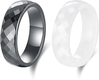2 Pack 6mm-wide Faceted Ceramic Ring for Men Stylish and Hypoallergenic