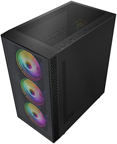 GameMax Icon Mesh Micro-ATX ARGB PC Gaming Case, 4 x ARGB Fans, Tempered Glass Side Panel | Black