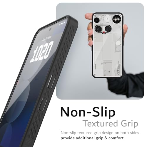 Image of TUDIA [LUCION Clear Fit Designed for Nothing Phone 3 Back Cover (2025), Shockproof Matte TPU Bumper Anti-Yellowing Transparent Hard Back Slim Grip Protective Case - Black