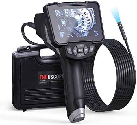 Dual Lens Borescope, HANTSKOP Digital Industrial Endoscope with 4.3" IPS Color Screen，Inspection Camera with 0.2" 16.5FT Waterproof Rigit Cable,Scope Camera 7LED Lights 32GB Card Carrying Case