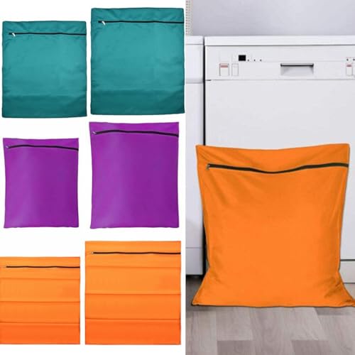 Bolsa de poliéster para lavar el pelo de mascotas para perros y gatos, ropa de cama, mantas, toallas y juguetes, bolsa de lavado de malla duradera para lavadora para proteger la ropa, (naranja L)