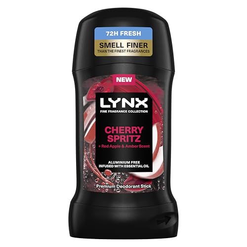 Lynx Fine Fragrance Collection Cherry Spritz Premium Deodorant Stick for 72 hour odour protection, infused with a cherry, red apple & amber scent 50 ml