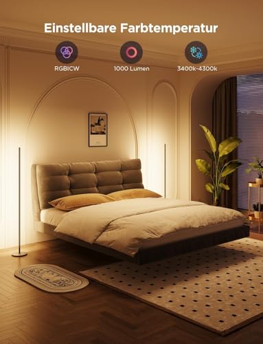Govee RGBIC lampa stojąca LED, WiFi, ściemniana, Alexa i Google Assistant, sterowanie aplikacją, 16 milionów kolorów, 58 trybów scenerii, tryby muzyki, tryb DIY, do sypialni, dla graczy, czarna
