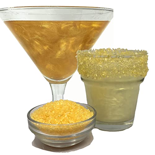 Snowy River Cocktail Sugar & Edible Cocktail Glitter Pack - Naturally Colored Beverage Rimming Sugar For Cocktails & Margaritas, Edible Glitter For Drinks, 4Oz Sugar & 4G Glitter (Gold) #TOP10