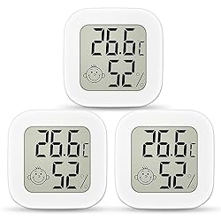 Ainiv Higrometro Digital Termometro, 3 Piezas Mini...: 😊🙁【TERMÓMETRO HIGRÓMETRO DIGITAL】 El mini higrómetro digital tiene 2 tipos de iconos. Cuando la humedad esté entre el 40 % y el 70 %, mostrará una cara sonriente. Cuando la humedad es inferior al 40 % o superior al 70 %, se mostrará infeliz, por lo q...