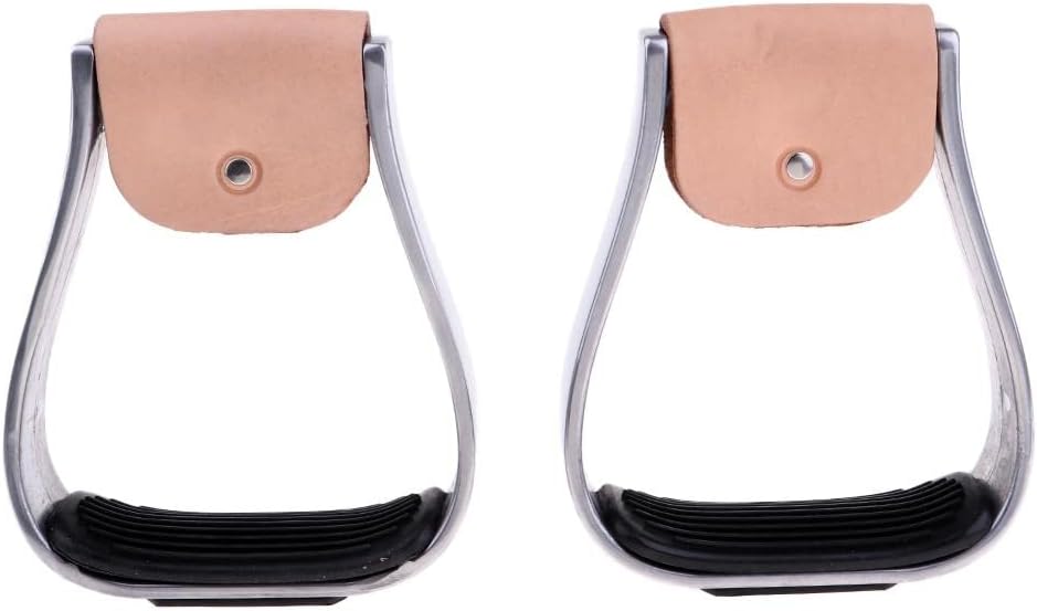 大人用アルミ製あぶみ 乗馬用具 滑り止め付き 黒色