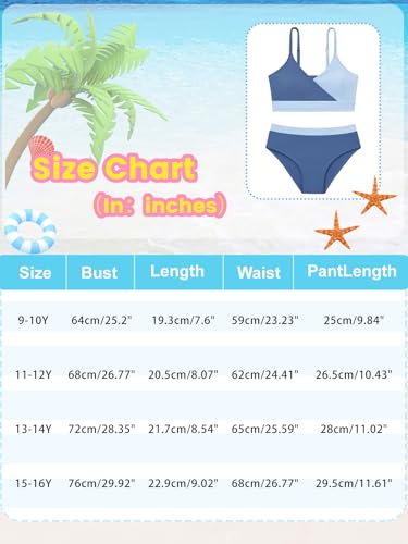 Image of Girl's 2 Piece Swimsuit Solid Spaghetti Strap Bikini Sets Beach Bathing Suit Swimwear for Teen Girls