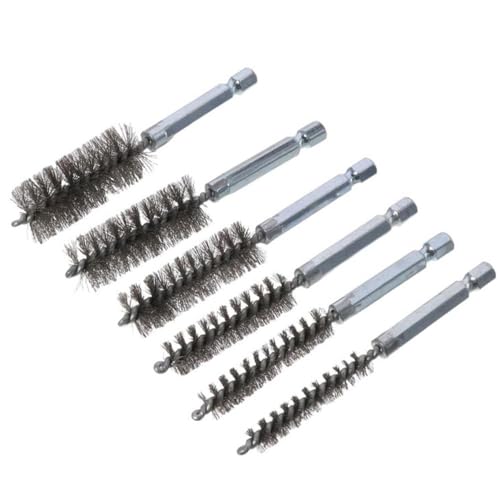 Image of 6PCS Stainless Steel + Nylon Twisted Wire Bore Brushes 8 /10 /12 /15 /17 /19MM Cleaning, Polishing, Paint /Rust Removal