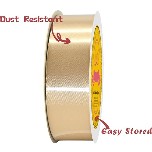 Image of Double Face Gold Satin Ribbon 1-1 /2 inch X50Yards Polyester Gold Ribbon for Gift Wrapping Very Suitable for Weddings Party Hair Bow Invitation Decorations and More