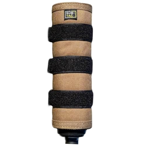 subtac Full Auto, High Temp Alpha Suppressor/Silencer Cover 5 inch Fde Brown with Black Straps